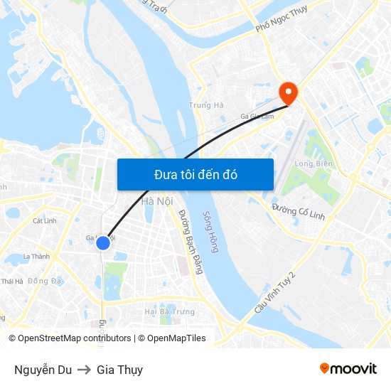 Nguyễn Du to Gia Thụy map