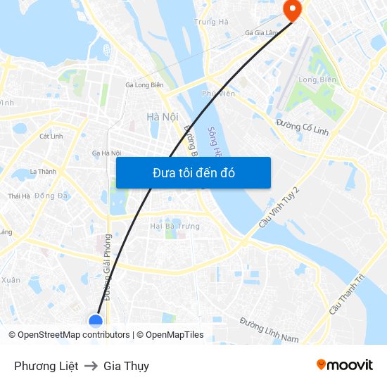 Phương Liệt to Gia Thụy map