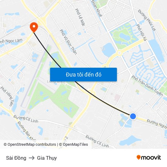 Sài Đồng to Gia Thụy map