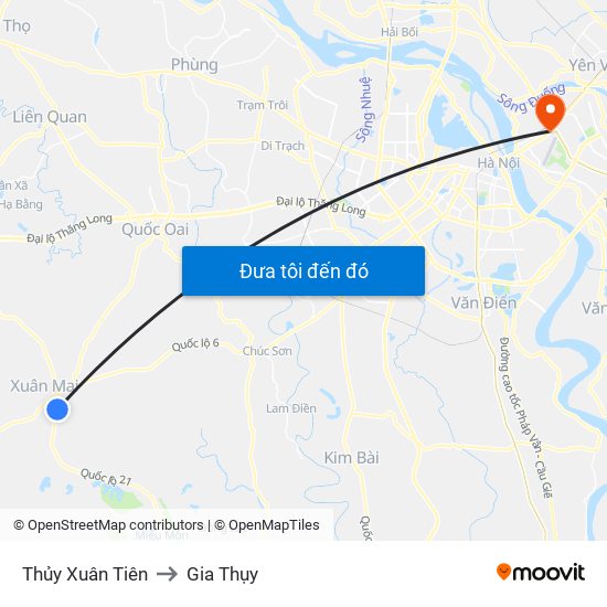 Thủy Xuân Tiên to Gia Thụy map