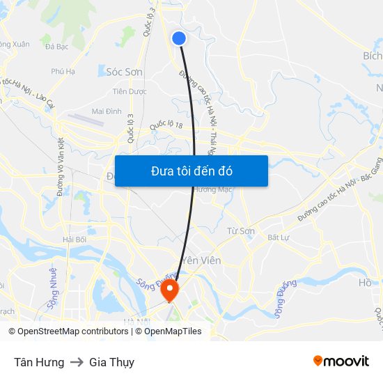 Tân Hưng to Gia Thụy map