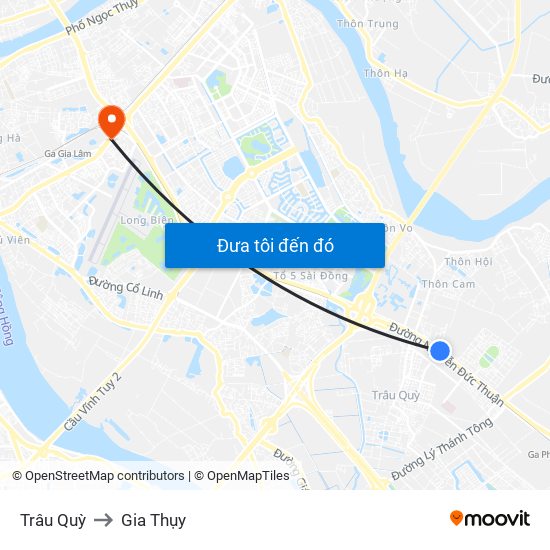 Trâu Quỳ to Gia Thụy map