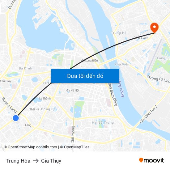 Trung Hòa to Gia Thụy map
