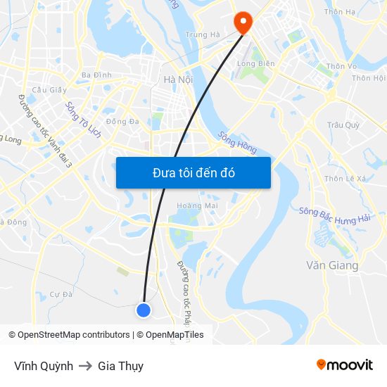 Vĩnh Quỳnh to Gia Thụy map