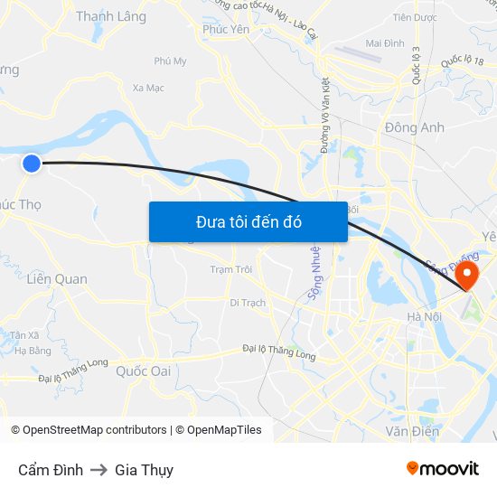 Cẩm Đình to Gia Thụy map