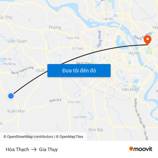 Hòa Thạch to Gia Thụy map