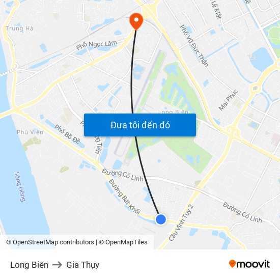 Long Biên to Gia Thụy map