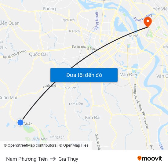 Nam Phương Tiến to Gia Thụy map