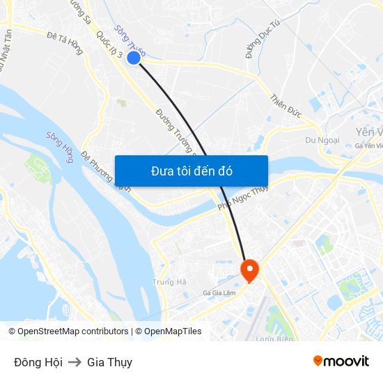 Đông Hội to Gia Thụy map