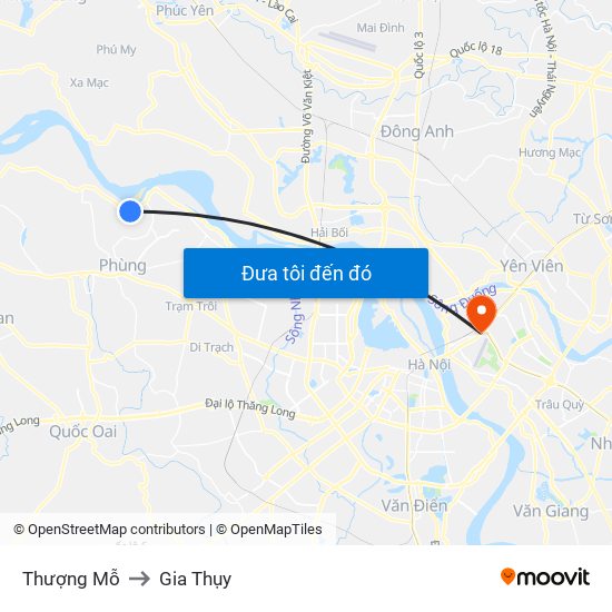 Thượng Mỗ to Gia Thụy map