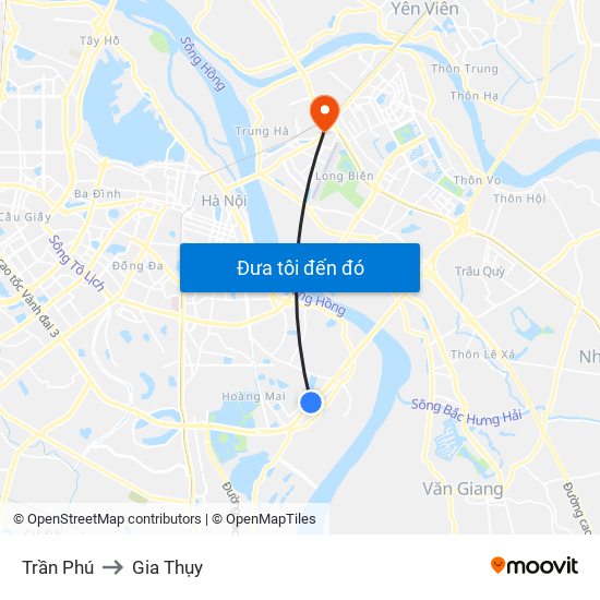 Trần Phú to Gia Thụy map