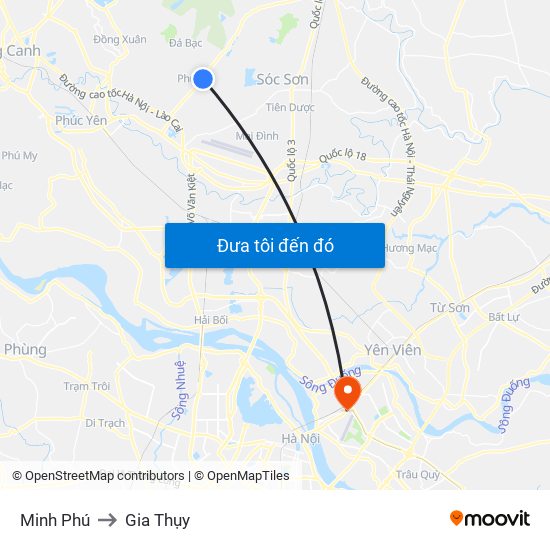 Minh Phú to Gia Thụy map