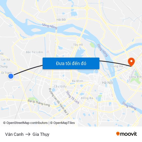 Vân Canh to Gia Thụy map
