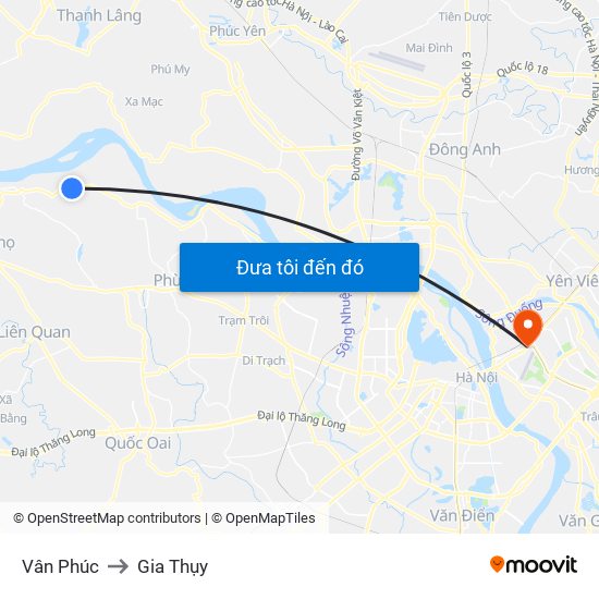 Vân Phúc to Gia Thụy map