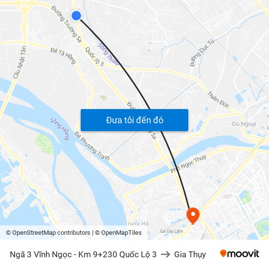 Ngã 3 Vĩnh Ngọc - Km 9+230 Quốc Lộ 3 to Gia Thụy map