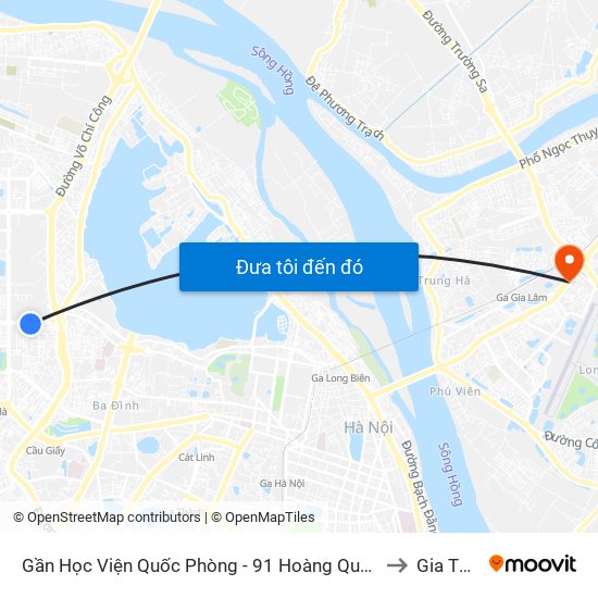 Gần Học Viện Quốc Phòng - 91 Hoàng Quốc Việt to Gia Thụy map