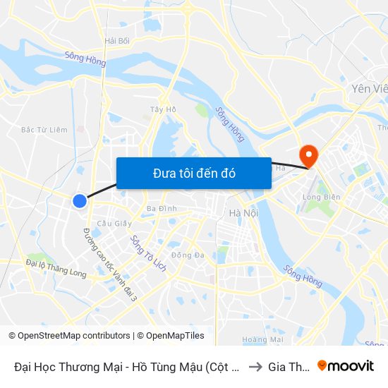 Đại Học Thương Mại - Hồ Tùng Mậu (Cột Sau) to Gia Thụy map