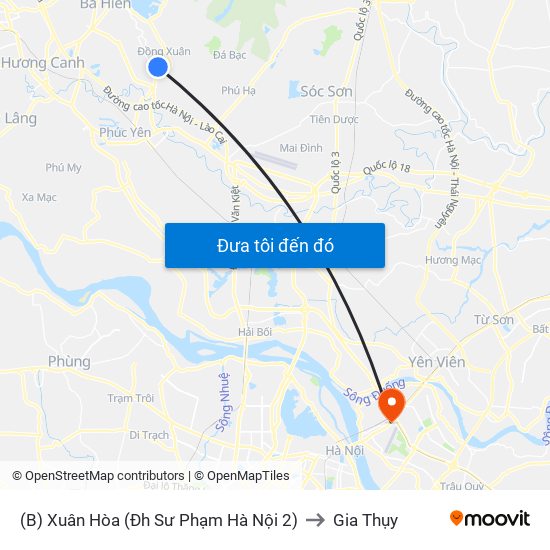 (B) Xuân Hòa (Đh Sư Phạm Hà Nội 2) to Gia Thụy map