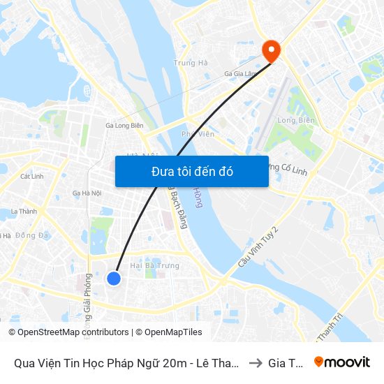 Qua Viện Tin Học Pháp Ngữ 20m - Lê Thanh Nghị to Gia Thụy map