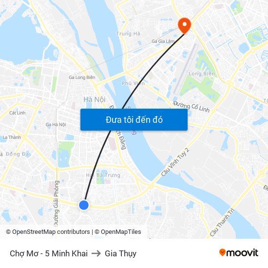Chợ Mơ - 5 Minh Khai to Gia Thụy map