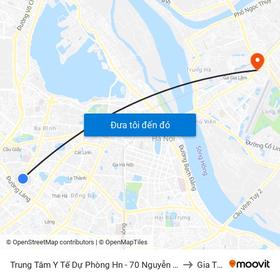 Trung Tâm Y Tế Dự Phòng Hn - 70 Nguyễn Chí Thanh to Gia Thụy map