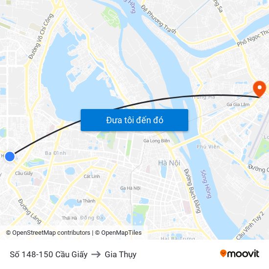 Số 148-150 Cầu Giấy to Gia Thụy map