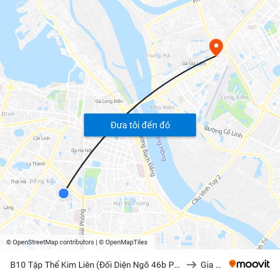 B10 Tập Thể Kim Liên (Đối Diện Ngõ 46b Phạm Ngọc Thạch) to Gia Thụy map