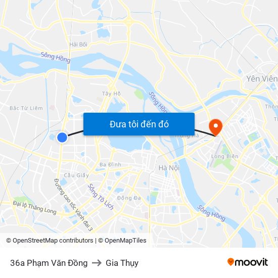 36a Phạm Văn Đồng to Gia Thụy map
