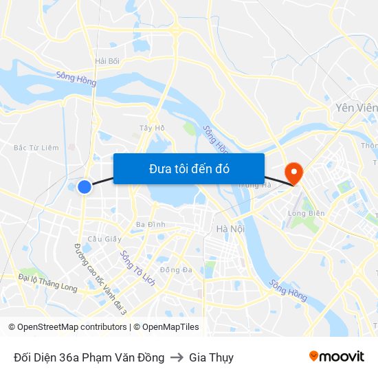 Đối Diện 36a Phạm Văn Đồng to Gia Thụy map