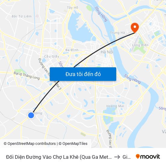 Đối Diện Đường Vào Chợ La Khê (Qua Ga Metro La Khê) - 405 Quang Trung (Hà Đông) to Gia Thụy map