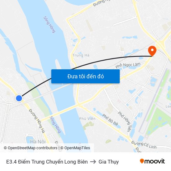 E3.4 Điểm Trung Chuyển Long Biên to Gia Thụy map