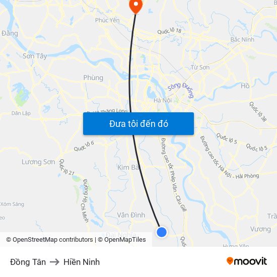 Đồng Tân to Hiền Ninh map