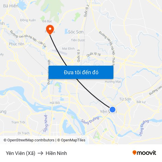 Yên Viên (Xã) to Hiền Ninh map