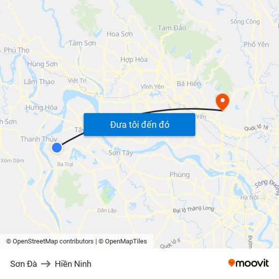 Sơn Đà to Hiền Ninh map