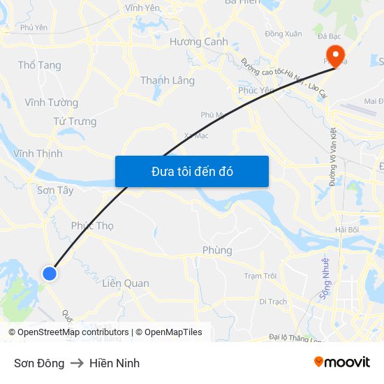 Sơn Đông to Hiền Ninh map