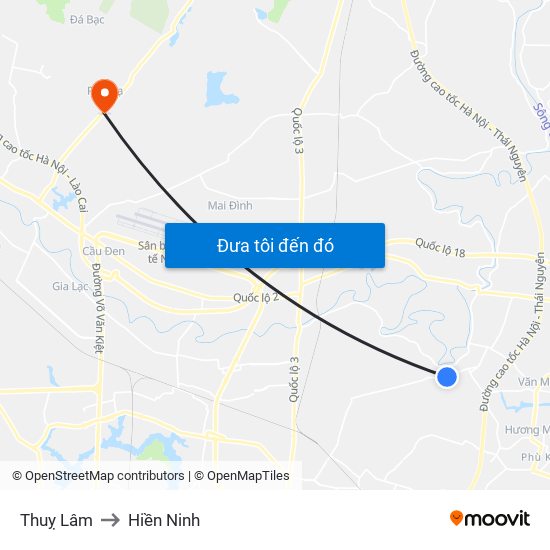 Thuỵ Lâm to Hiền Ninh map