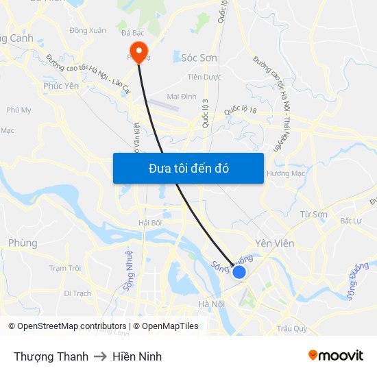Thượng Thanh to Hiền Ninh map