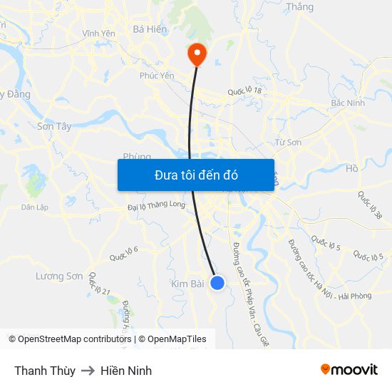 Thanh Thùy to Hiền Ninh map