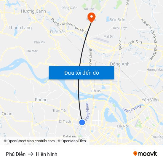 Phú Diễn to Hiền Ninh map