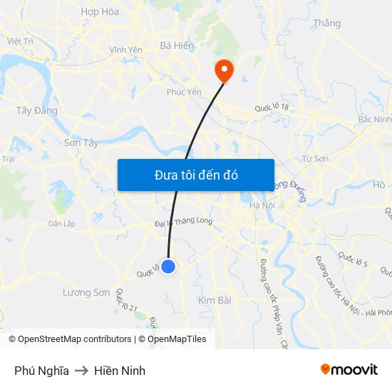 Phú Nghĩa to Hiền Ninh map