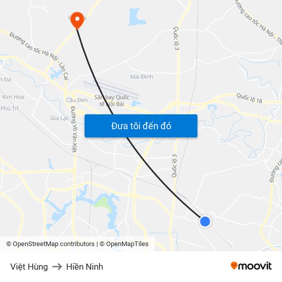 Việt Hùng to Hiền Ninh map