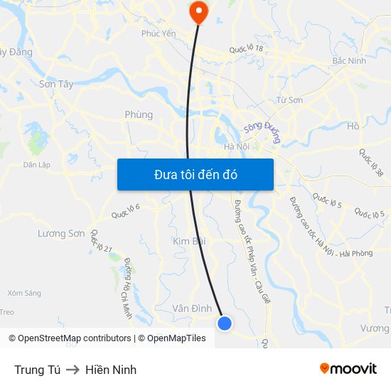 Trung Tú to Hiền Ninh map