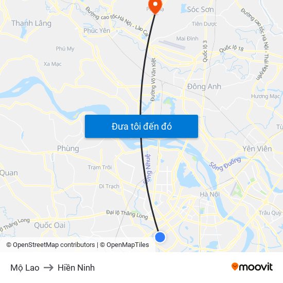 Mộ Lao to Hiền Ninh map