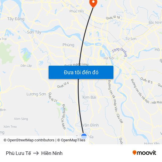 Phù Lưu Tế to Hiền Ninh map