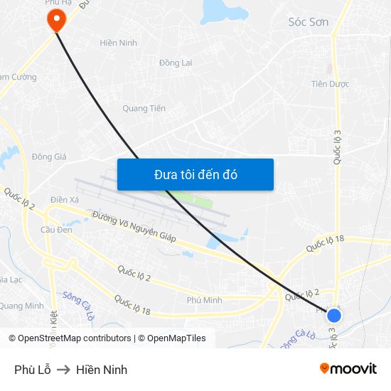 Phù Lỗ to Hiền Ninh map