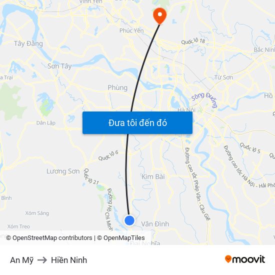 An Mỹ to Hiền Ninh map