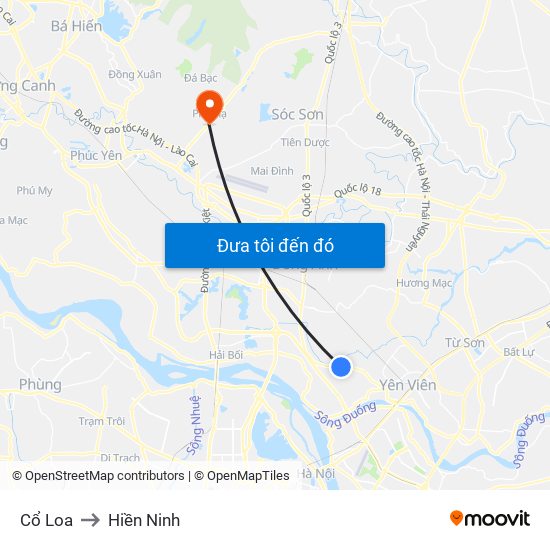 Cổ Loa to Hiền Ninh map