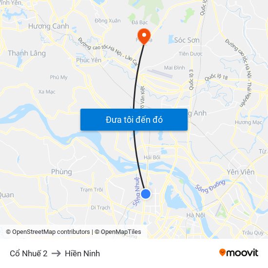 Cổ Nhuế 2 to Hiền Ninh map