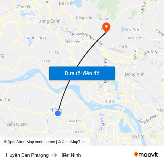 Huyện Đan Phượng to Hiền Ninh map