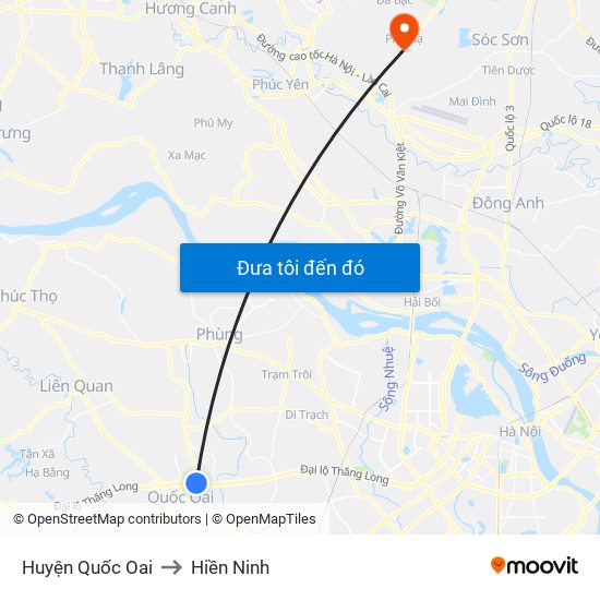 Huyện Quốc Oai to Hiền Ninh map